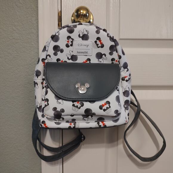 Loungefly Disney Mickey Minnie Mouse Cupcake Black & White Mini Backpack - Picture 1 of 13